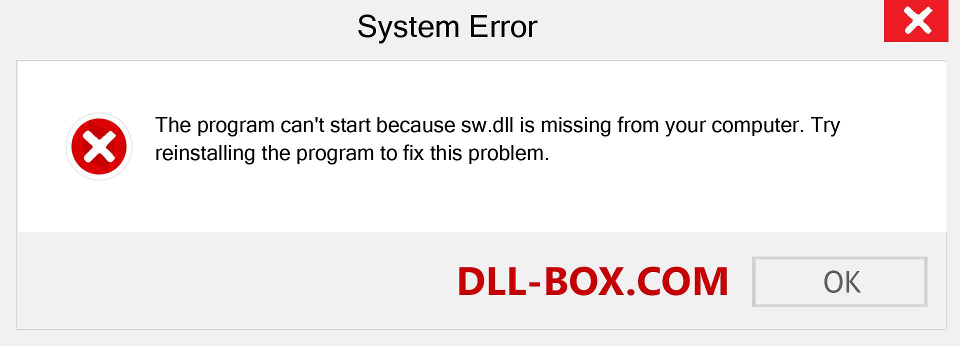  sw.dll file is missing?. Download for Windows 7, 8, 10 - Fix  sw dll Missing Error on Windows, photos, images